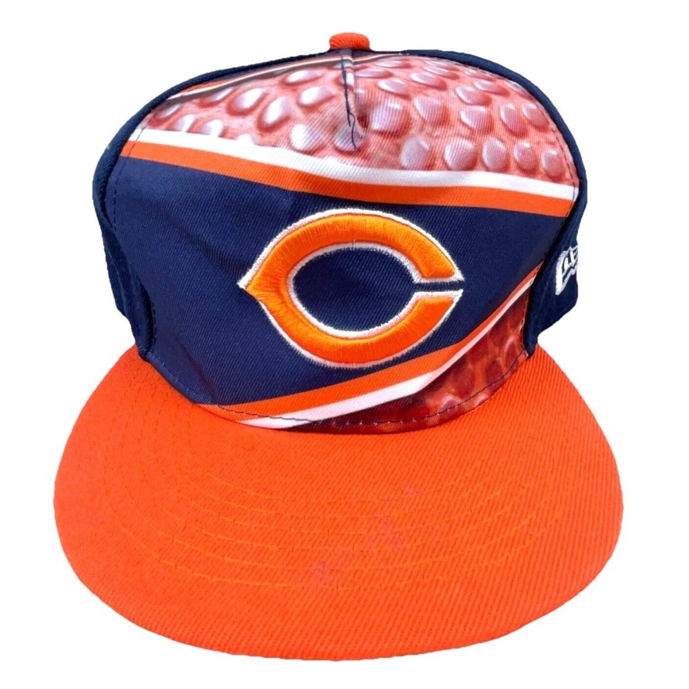 Chicago Bears Hat Cap‎ Snapback Blue Orange Flat Bill 59Fifty NFL Plain Logo Z2